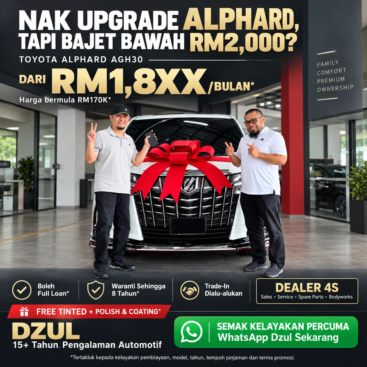 Poster promosi Toyota Alphard Dzul Recond Bangi